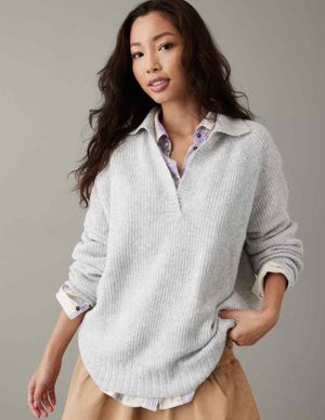 AE Whoa So Soft Oversized Collared Sweater