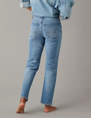 Jeans AE Straight Stretch Hasta el Tobillo Cintura Super Alta