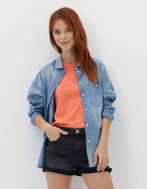 Camisa Denim Botones American Eagle