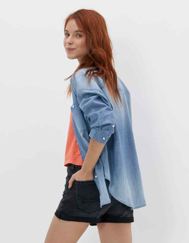 Camisa Denim Botones American Eagle