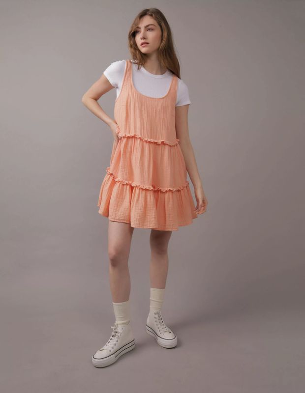 Vestido AE Corto Babydoll en Capas con Volantes