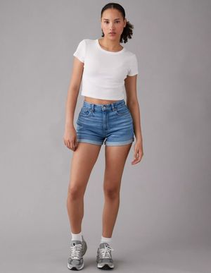 Short AE Curvy Denim Mom de mezclilla elástica