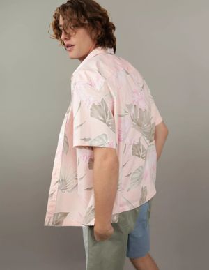 AE Camisa Floral con Botones para la Piscina