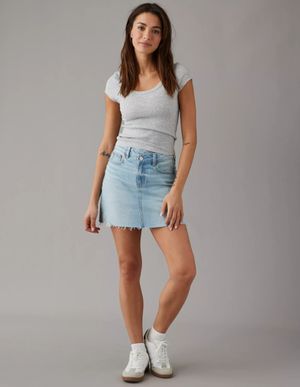 Mini denim pretina cruzada AE