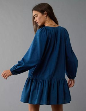 Vestido AE Corto estilo Camisa con Cintura Caída