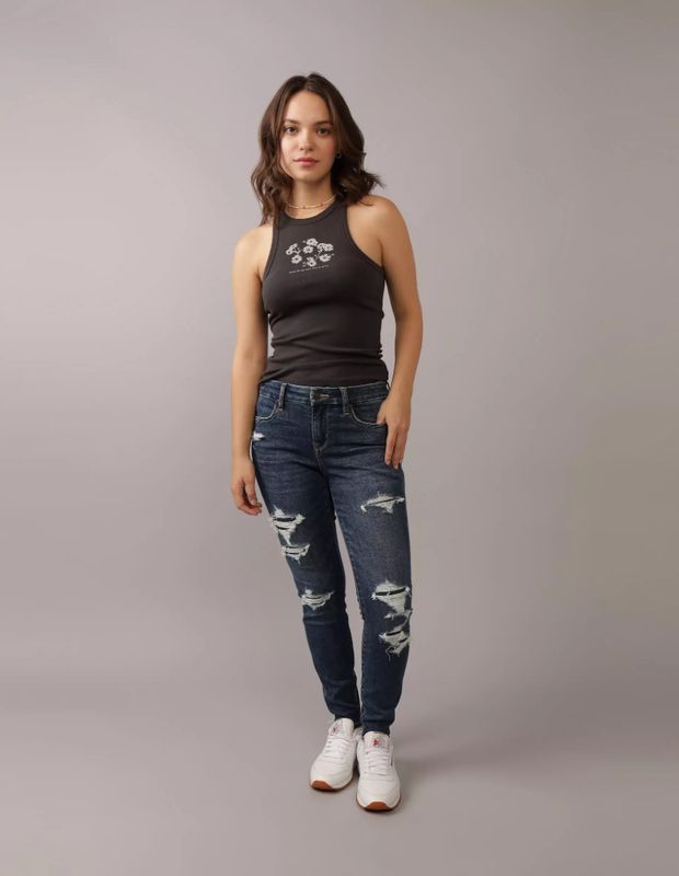 Jeans AE Ne(x)t Level Jegging Curvy Tiro Alto con Rasgados