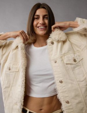 Chaqueta de Camionero AE de Tela de Rizo y Denim Crudo