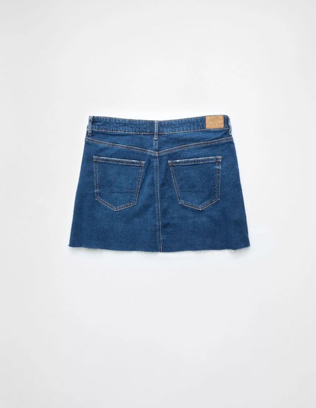 Mini Falda AE Denim Stretch Perfecta Cintura Alta con Rasgados