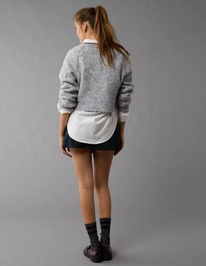 Sweater AE Cortado con Cuello Redondo y Moño