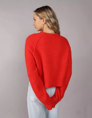 Sweater AE Cortado con Cuello Redondo y Moño