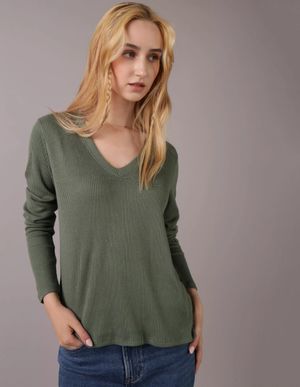 Polera AE Manga Larga Tejida Escote V