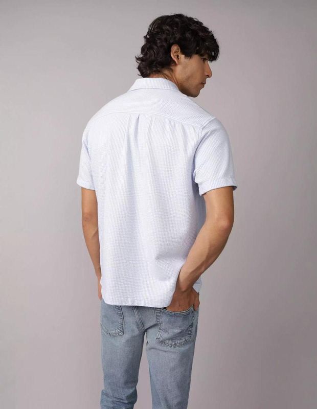 Camisa AE Estilo Rústico de Cloqué con Botones