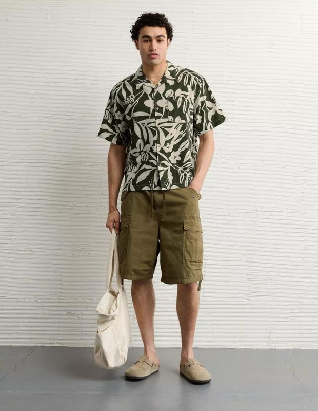 Camisa AE Flor con Botones Holgada