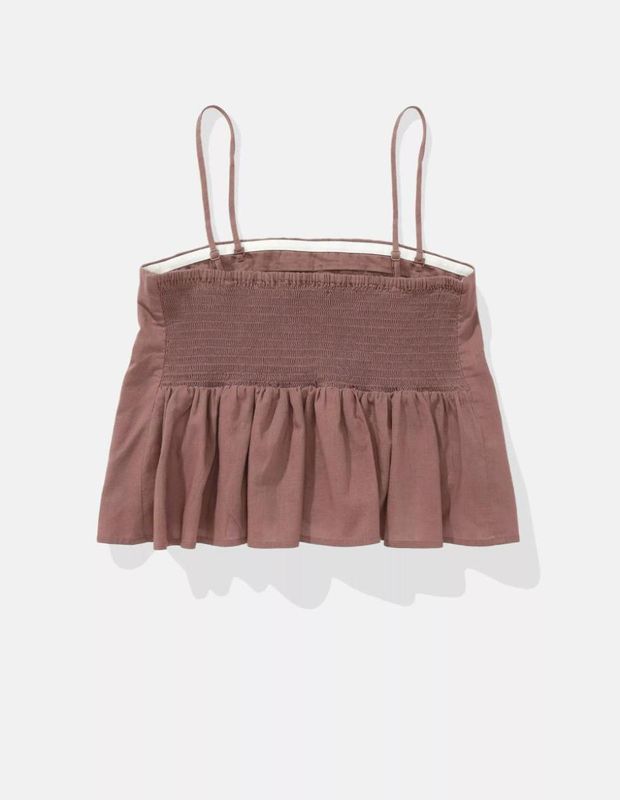 Top AE de Mezcla de Lino sin Breteles con Alforzas