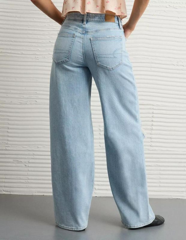 Jean AE Dreamy Stretch Super High-Waisted Wide-Leg Drapeado Holgado con Rasgados
