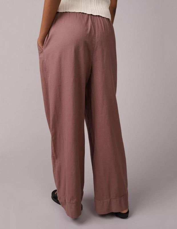 Pantalones AE Cintura Alta Fáciles de Poner de Mezcla de Lino