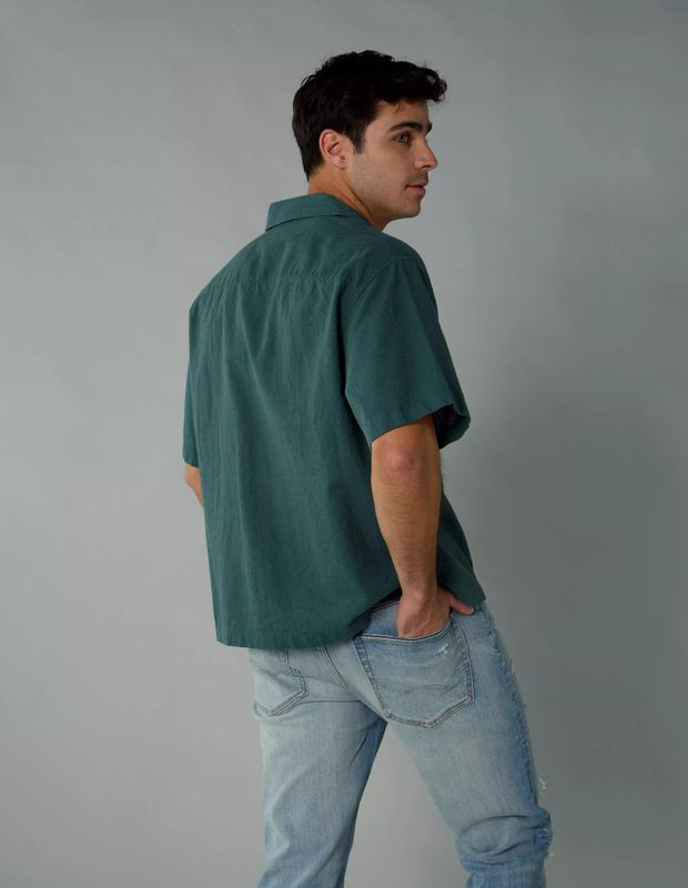 Camisa AE mezcla lino con botones