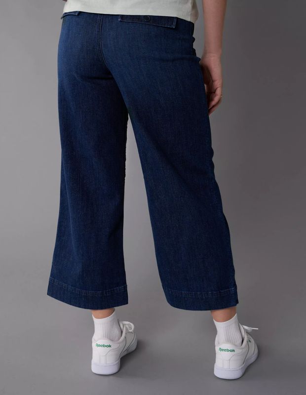 Jeans AE Wide-Leg Crop Stretch Baggy Cintura Super Alta con Rasgados