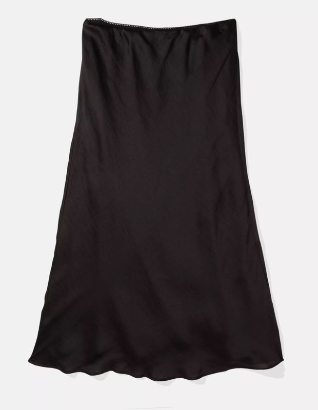 Falda AE Midi Tiro Alto de Satín