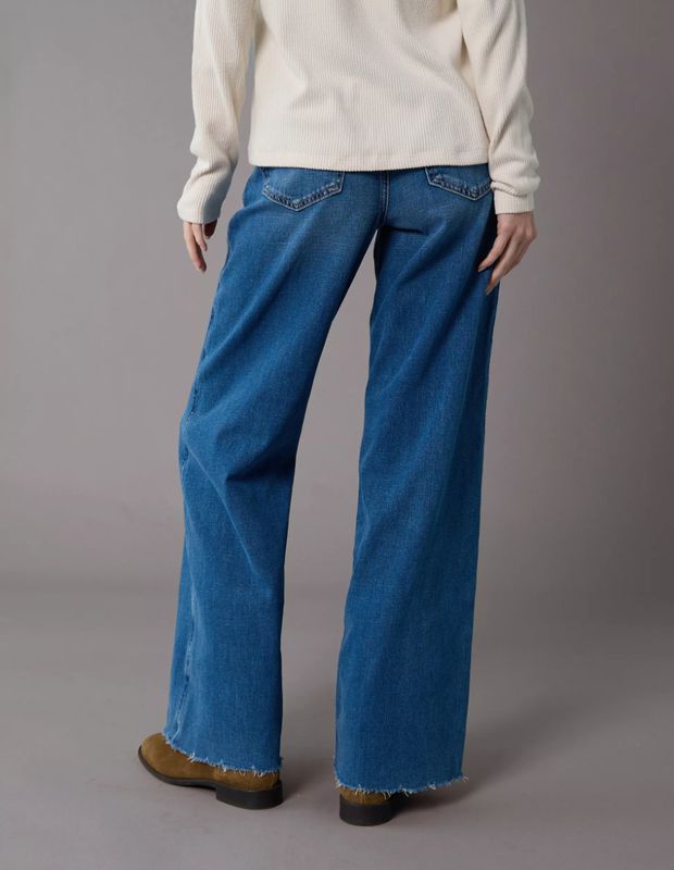 Jean AE Super High-Waisted Wide-Leg holgado stretch con drapeado de ensueño