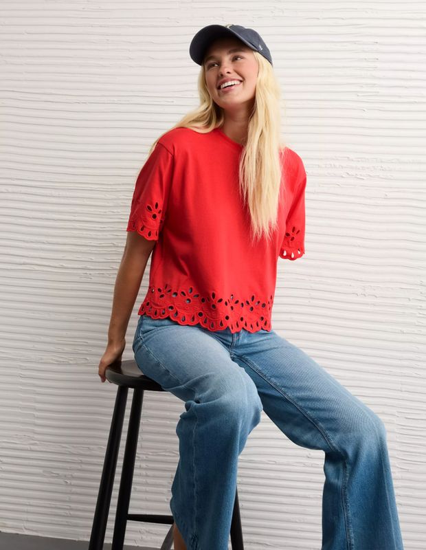 Polera AE Playera Recta con Ojales