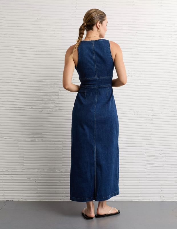 Vestido AE Corto Estilo Delantal con Botones en el Frente