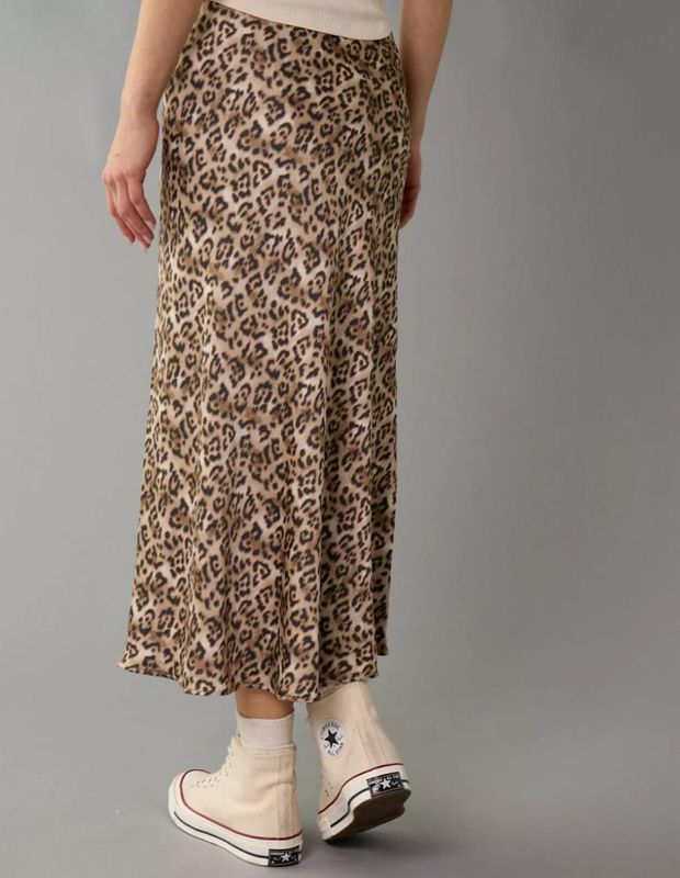 Falda AE Midi Cintura Alta de Satén con Tajo