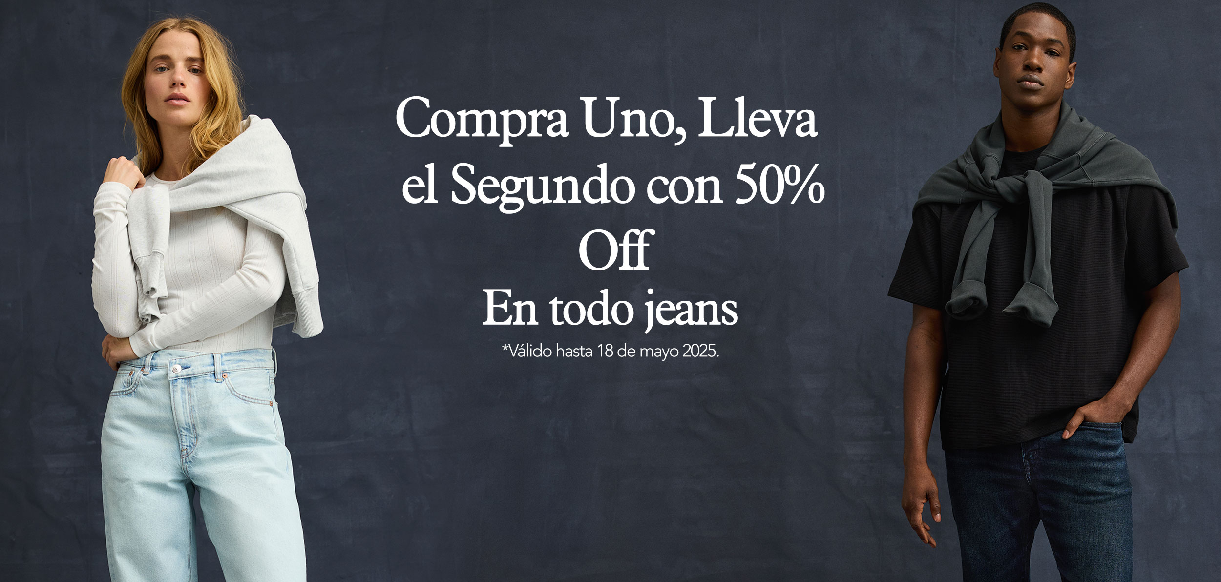 50% OFF segunda unidad jeans